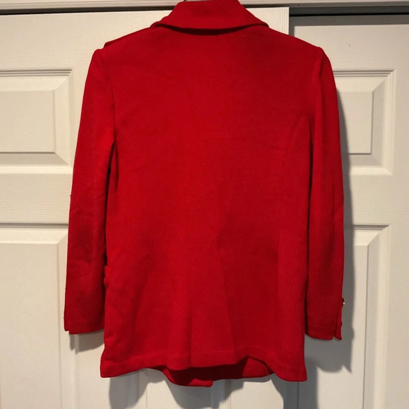 St. John Collection Vintage Military Wool Knit Red Dress Suit Jacket Coat Blazer - Picture 6 of 6
